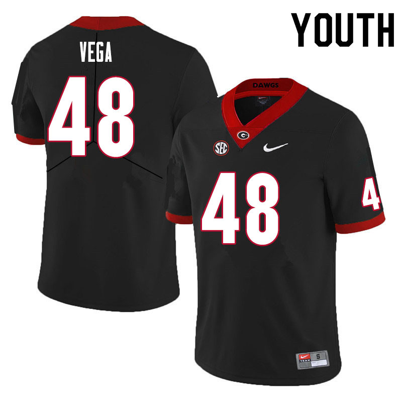 Georgia Bulldogs Youth JC Vega #48 Black Stitched College UGA Football Jersey 23UV016FG